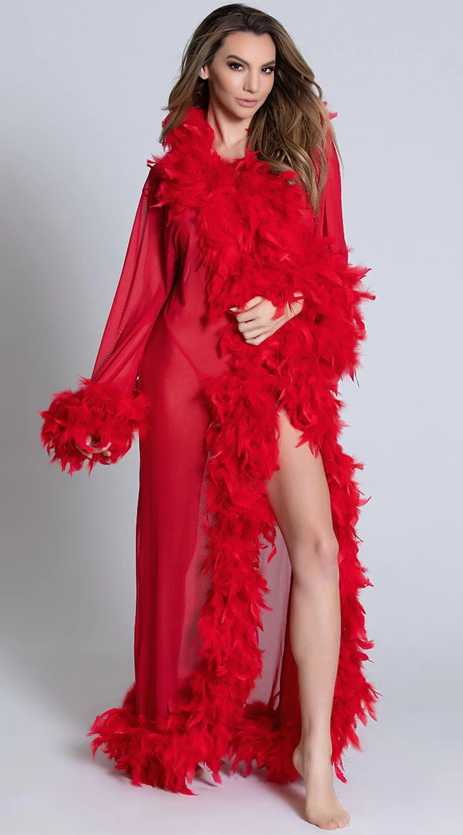 Be Wicked Deluxe Red Feather Robe - DUPLICATE SKU - Image 2