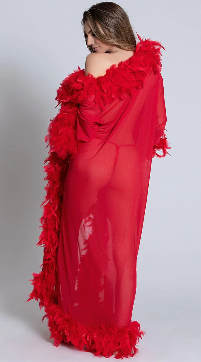 Be Wicked Deluxe Red Feather Robe - DUPLICATE SKU - Image 3