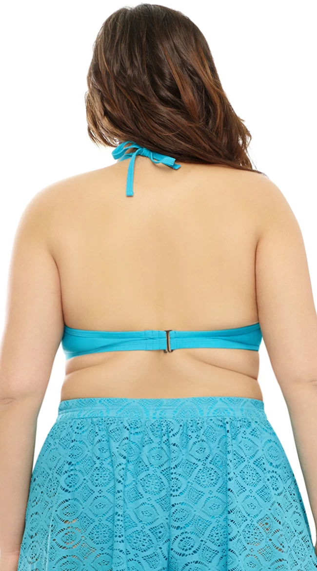 Plus Size High Neck Crochet Bikini Top - Image 2