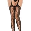 Dreamgirl Faux Lace-Up Garter Stockings