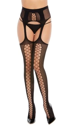 Dreamgirl Faux Lace-Up Garter Stockings