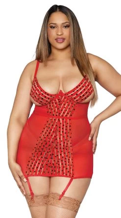 Dreamgirl Plus Size Piece Of My Heart Chemise Set