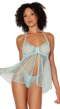 Dreamgirl Mint To Please Flyaway Babydoll Set