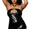 Dreamgirl Plus Size Spank Me Faux Leather Chemise Set