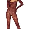 Dreamgirl Burgundy Leopard Bodystocking Set