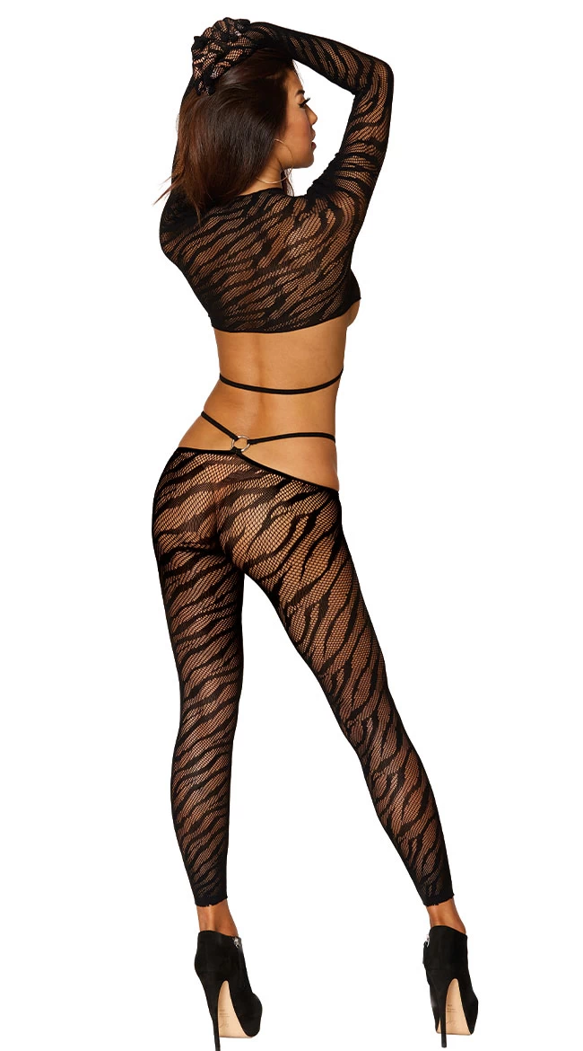 Dreamgirl Gloved Zebra Crop Top Set - Image 2