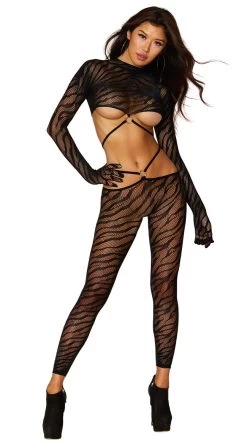 Dreamgirl Gloved Zebra Crop Top Set