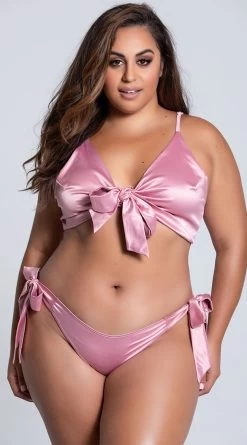 Fantasy Plus Size Girl Like You Satin Tie Bra Set