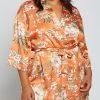 Plus Size Full Bloom Satin Robe