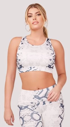 Gray Snake Print Sports Bra