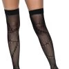 LEG AVENUE Stitched Up Fishnet Thigh High Stockings