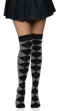 LEG AVENUE Over The Knee Argyle Socks