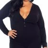 LEG AVENUE Plus Sized Love Me Long Johns Romper