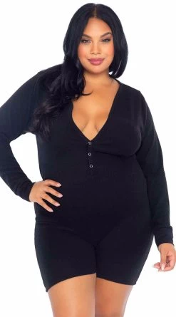 LEG AVENUE Plus Sized Love Me Long Johns Romper