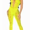 LEG AVENUE Neon Yellow Lace Bodystocking