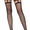 LEG AVENUE Garter Topped Fishnet Thigh High Stockings