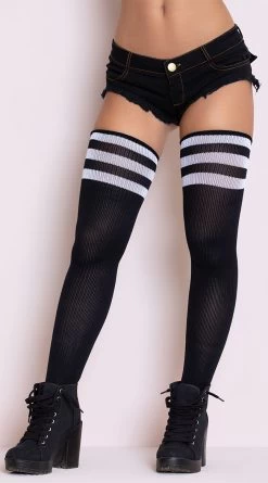 MUSIC LEGS Athletic Striped Thigh Highs