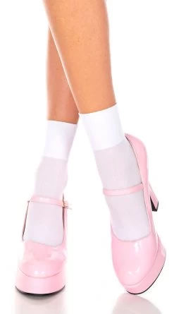 MUSIC LEGS White Opaque Anklet Socks