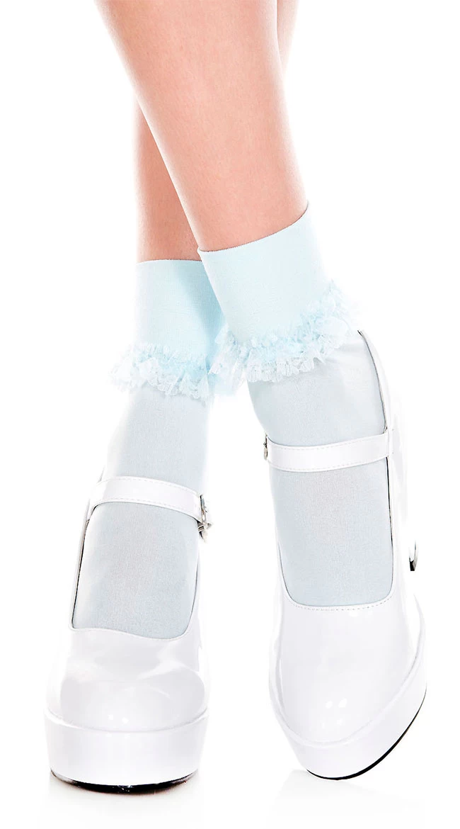 MUSIC LEGS Opaque Ruffle Trim Ankle Socks - Image 4
