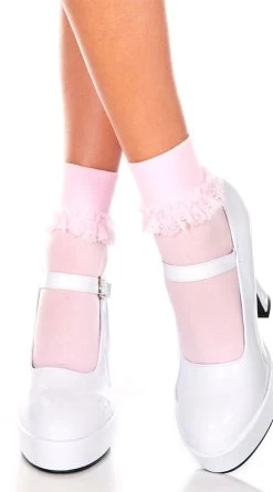 MUSIC LEGS Opaque Ruffle Trim Ankle Socks