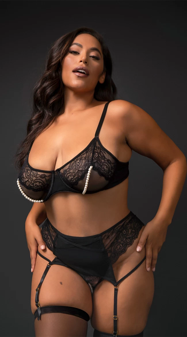 Plus Size What A Pearl Wants Bra Set - Image 4