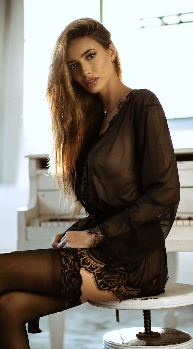 Yandy Eyelash Lace Robe Set - Image 10