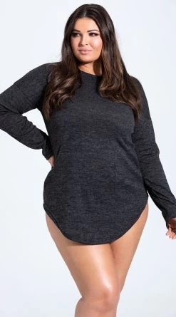 Roma Plus Size Grey Area Cozy Pajama Shirt