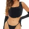 Rene Rofe Velvet Cropped Corset Set