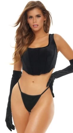 Rene Rofe Velvet Cropped Corset Set