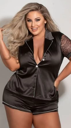 Plus Size Sincerely Yours Satin Short Set
