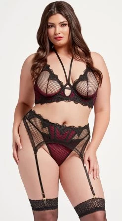Plus Size Divine Courtesan Bra And Garter Set