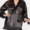 Plus Size Fuzzy Silk Short Robe