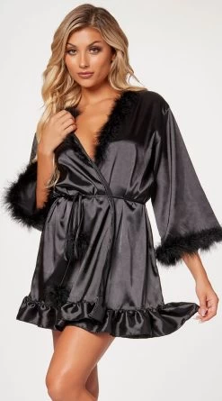 Fuzzy Silk Short Robe